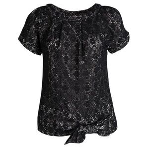 Marc by Marc Jacobs Black Metallic Medallion Lace Bow Detail Top XS